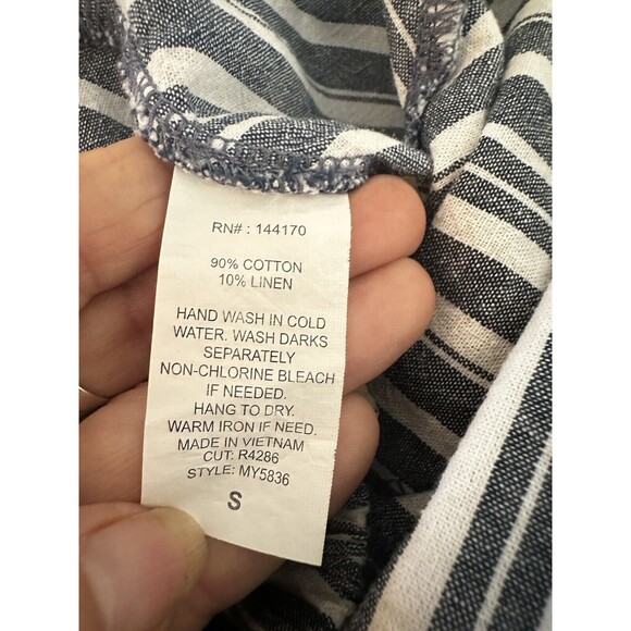 Lavender Sky Linen Blend A Line Skirt Blue Striped Classic Women’s Size Small S - Picture 5 of 10